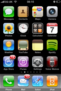 Spotify sitting proudly on the first page of my iPhone