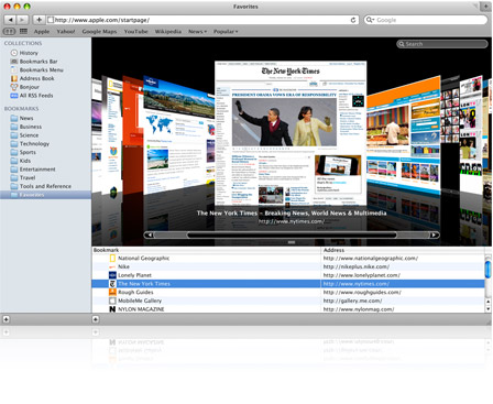 Cover Flow Safari Browser