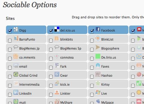 Sociable wordpress plug-in